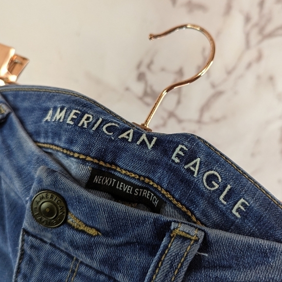 American Eagle Jeans Women 12 Regular High Rise Jegging Skinny Whiskering Medium - Picture 3 of 10